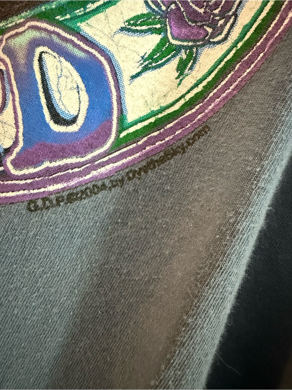 Grateful Dead Men's Long Sleeve - Dusty Blue with Steal Your Face Skull Logo - Picture 4 of 9